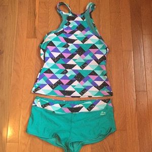 RBX swimsuit, racerback top, boy shorts bottom
